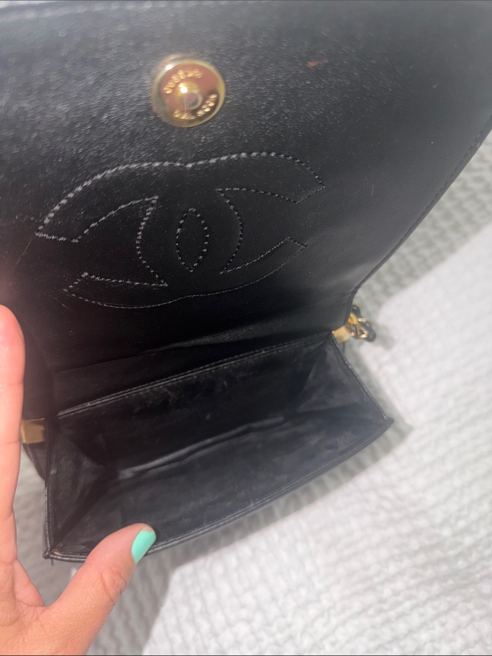 Quilted Leather Crossbody Bag in Black with Gold Hardware - Picture 6 of 11